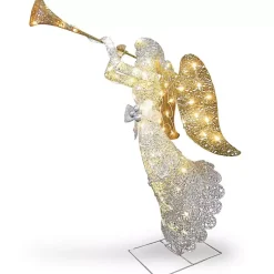 Outdoor Christmas Decorations>Kirklands Home Pre-Lit Crystal Sisal Trumpeting Angel Statue