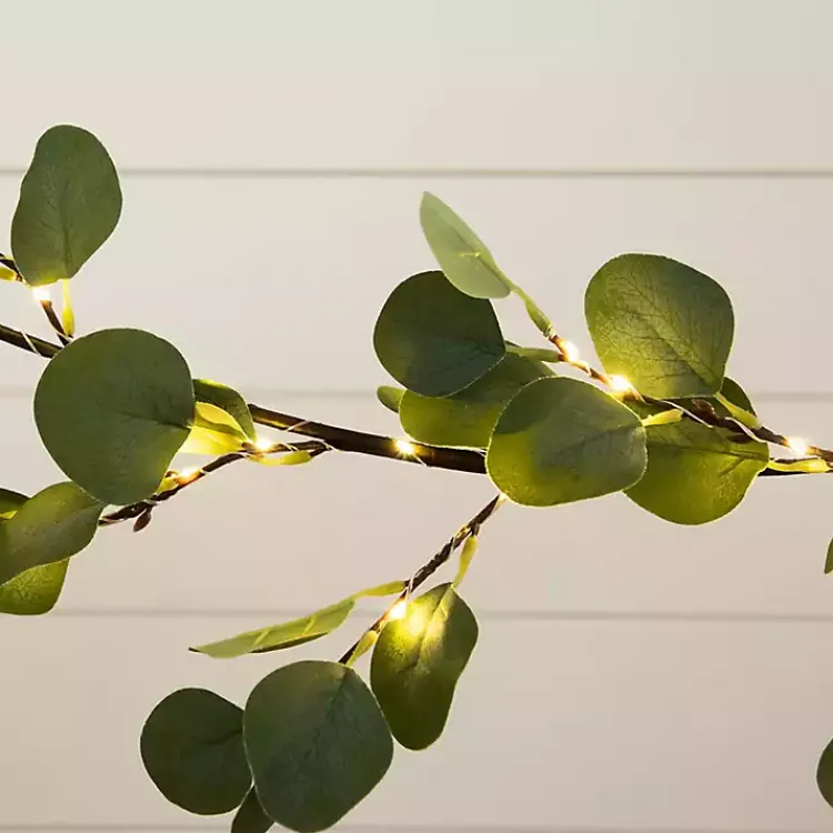 Arrangements & Greenery>Kirklands Home Pre-Lit Eucalyptus Battery Operated Garland Green