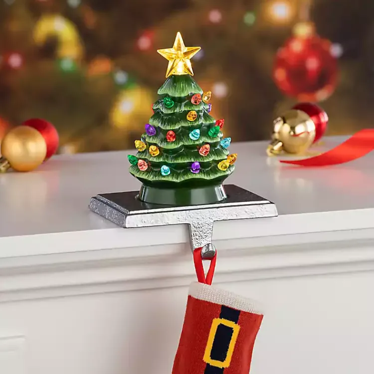 Christmas Stockings & Stocking Holders>Kirklands Home Pre-Lit Evergreen Christmas Stocking Hanger