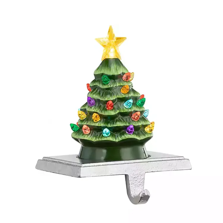 Christmas Stockings & Stocking Holders>Kirklands Home Pre-Lit Evergreen Christmas Stocking Hanger