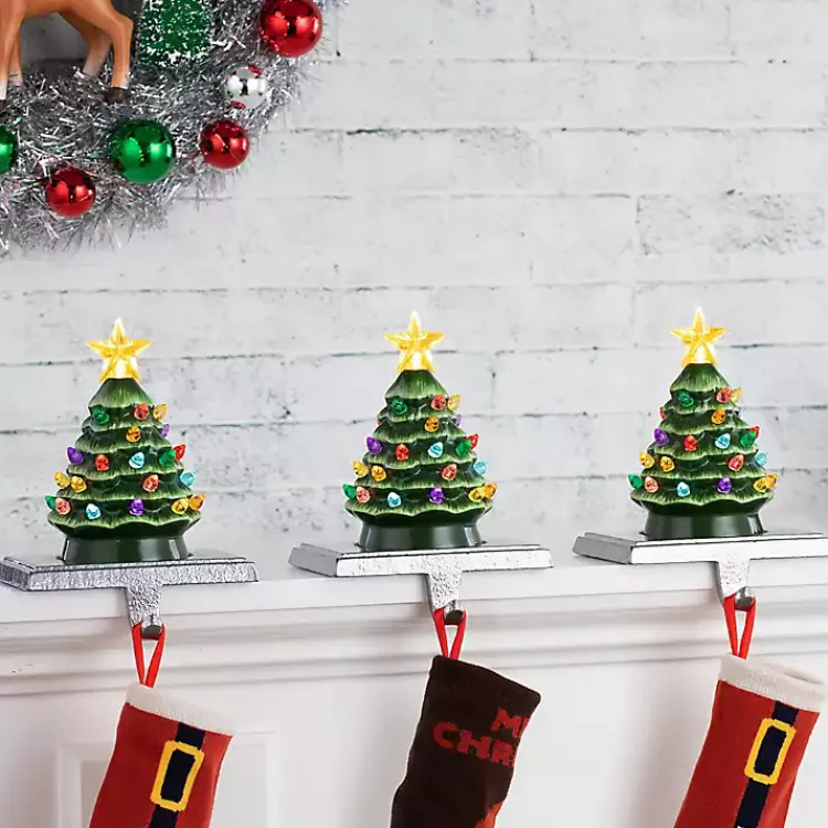 Christmas Stockings & Stocking Holders>Kirklands Home Pre-Lit Evergreen Christmas Stocking Hanger