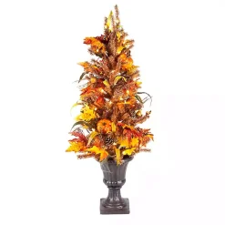 Trees & Topiaries>Kirklands Home Pre-Lit Fall Foliage Pumpkin Topiary Orange