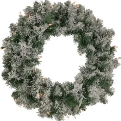Christmas Wreaths>Kirklands Home Pre-lit Flocked Artificial Pine Wreath