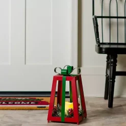 Christmas Decorations>Kirklands Home Pre-Lit Flocked Christmas Greenery Lantern, 14 in.