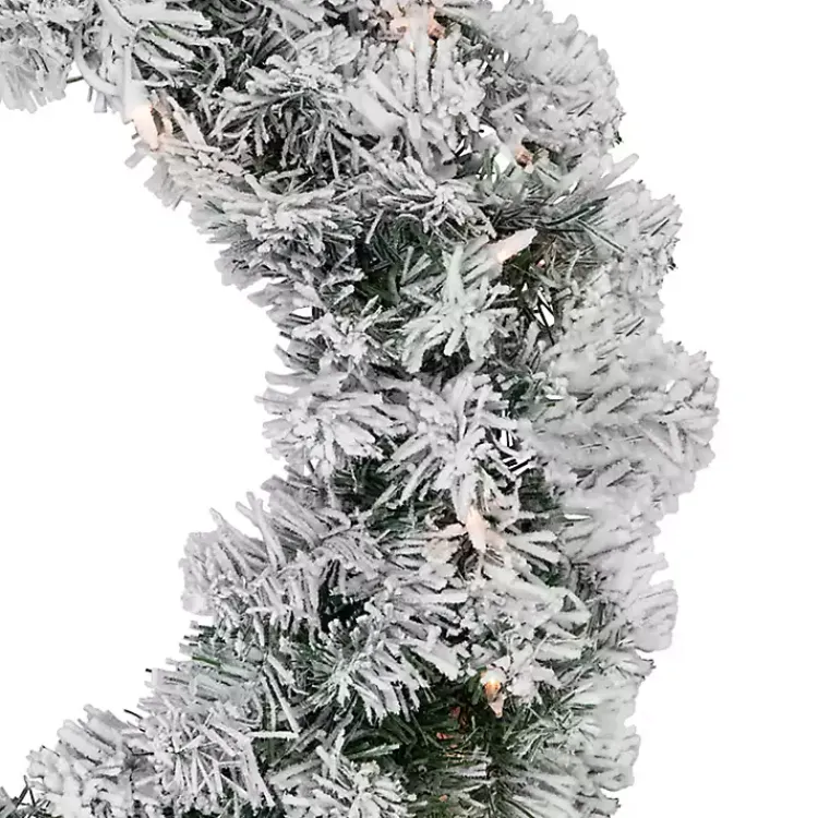 Christmas Wreaths>Kirklands Home Pre-Lit Flocked Madison Pine Wreath White