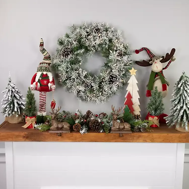 Christmas Wreaths>Kirklands Home Pre-Lit Flocked Madison Pine Wreath White