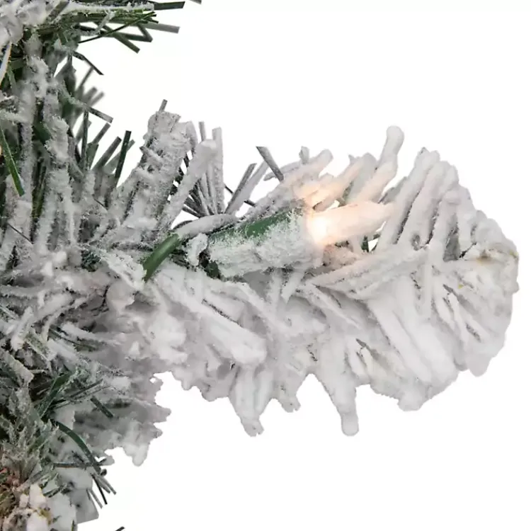 Christmas Wreaths>Kirklands Home Pre-Lit Flocked Madison Pine Wreath White