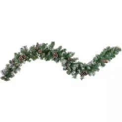 Christmas Arrangements & Garland>Kirklands Home Pre-Lit Frosted Pine and Pinecone Garland Green