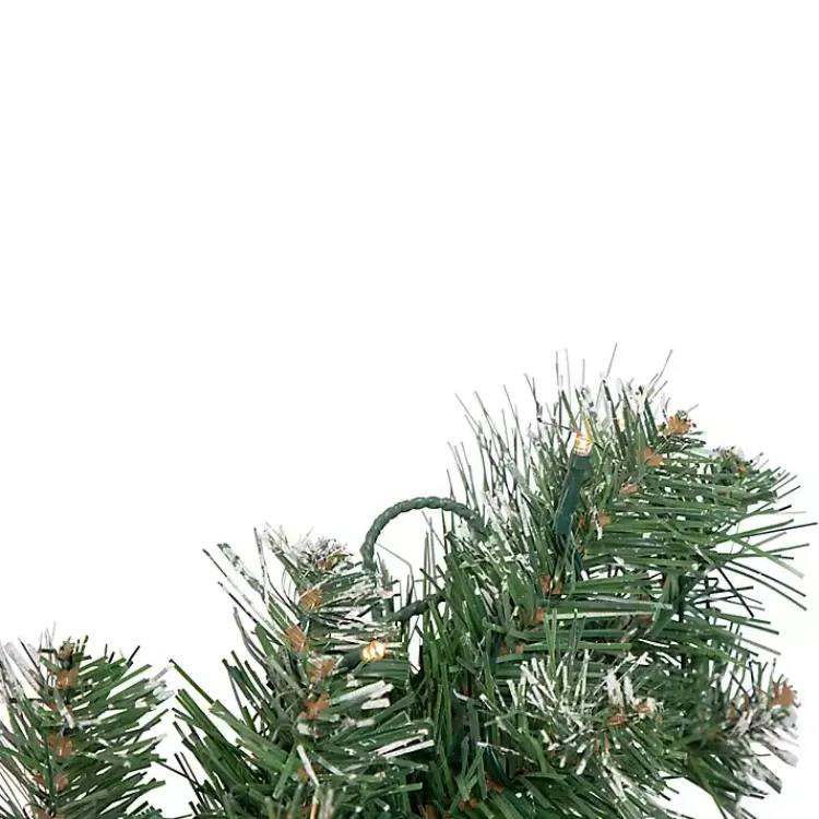 Christmas Arrangements & Garland>Kirklands Home Pre-Lit Frosted Pine and Pinecone Garland Green