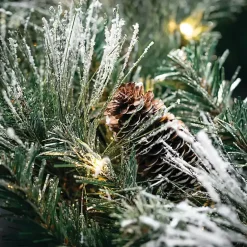 Christmas Wreaths>Kirklands Home Pre-Lit Frosted Pine and Pinecone Christmas Wreath