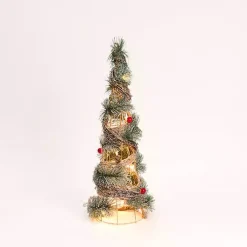 Outdoor Christmas Decorations>Kirklands Home Pre-Lit Frosted Rattan Christmas Tree, 24 in. Green