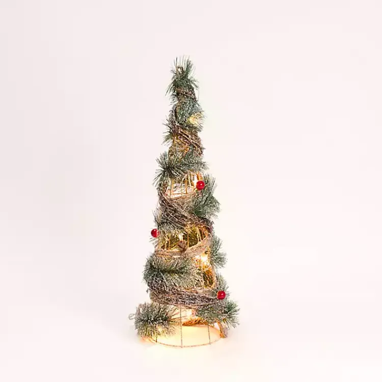 Outdoor Christmas Decorations>Kirklands Home Pre-Lit Frosted Rattan Christmas Tree, 24 in. Green