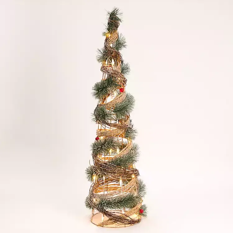 Outdoor Christmas Decorations>Kirklands Home Pre-Lit Frosted Rattan Christmas Tree, 39 in. Green