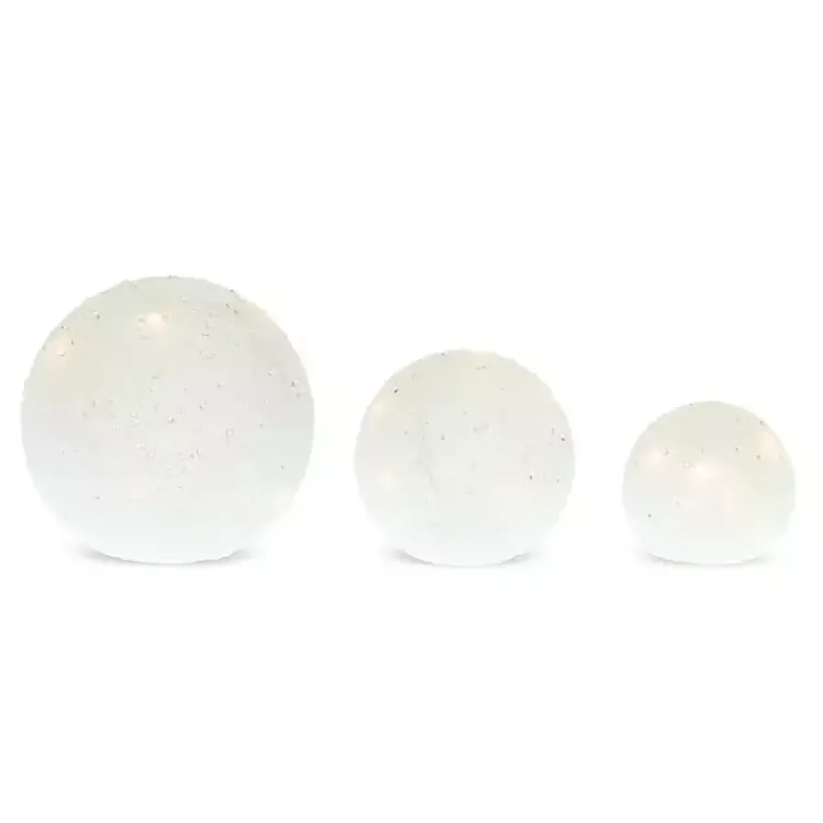 Christmas Decorations>Kirklands Home Pre-Lit Frosted Glass Globes, Set of 3 White