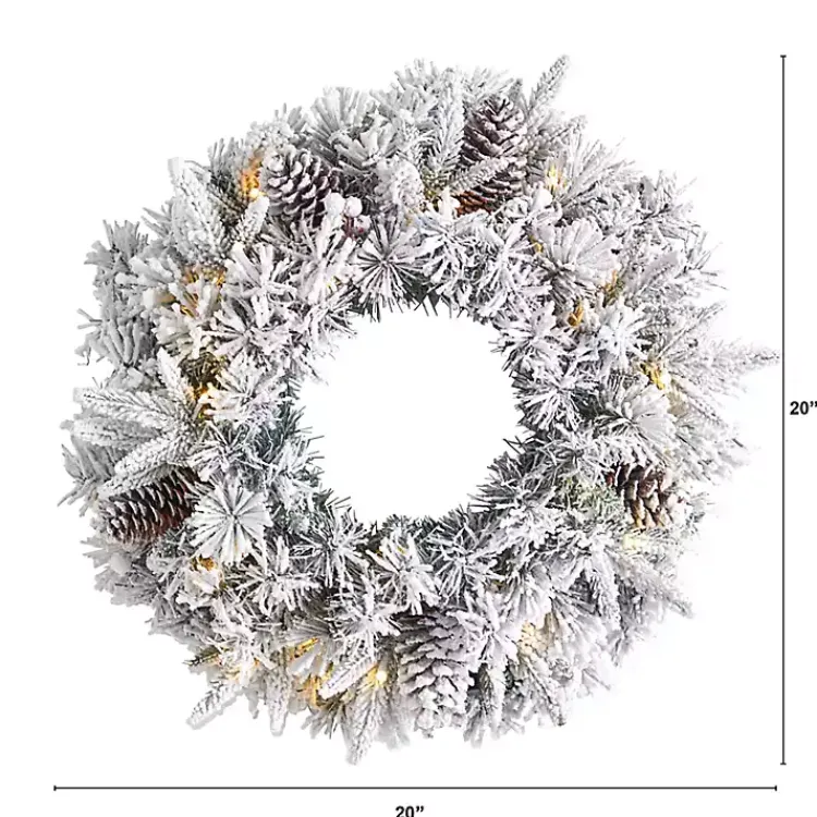 Christmas Wreaths>Kirklands Home Pre-Lit Fully Flocked Pine Branch Wreath White