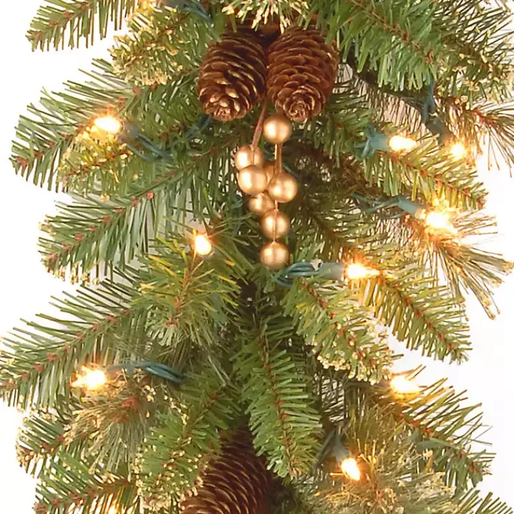 Christmas Arrangements & Garland>Kirklands Home Pre-Lit Glittery Gold Pine Garland, 9 ft.