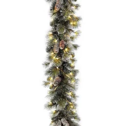 Christmas Arrangements & Garland>Kirklands Home Pre-Lit Glittery Pine Christmas Garland, 9 ft.