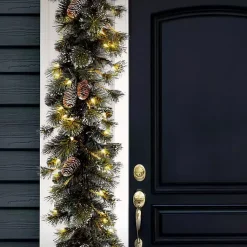 Christmas Arrangements & Garland>Kirklands Home Pre-Lit Glittery Pine Christmas Garland, 9 ft.