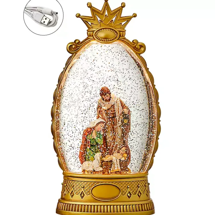 Christmas Decorations>Kirklands Home Pre-Lit en Crown Holy Family Snow Globe Gold