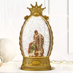 Christmas Decorations>Kirklands Home Pre-Lit en Crown Holy Family Snow Globe Gold