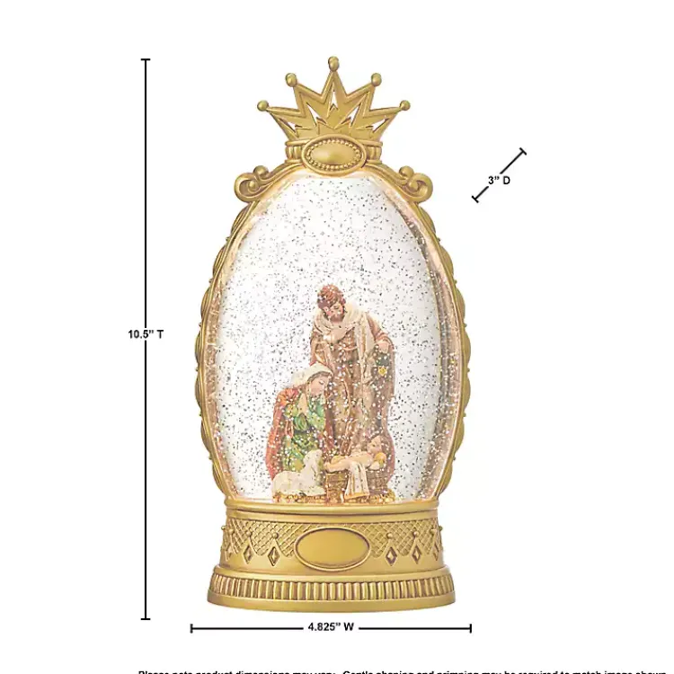 Christmas Decorations>Kirklands Home Pre-Lit en Crown Holy Family Snow Globe Gold