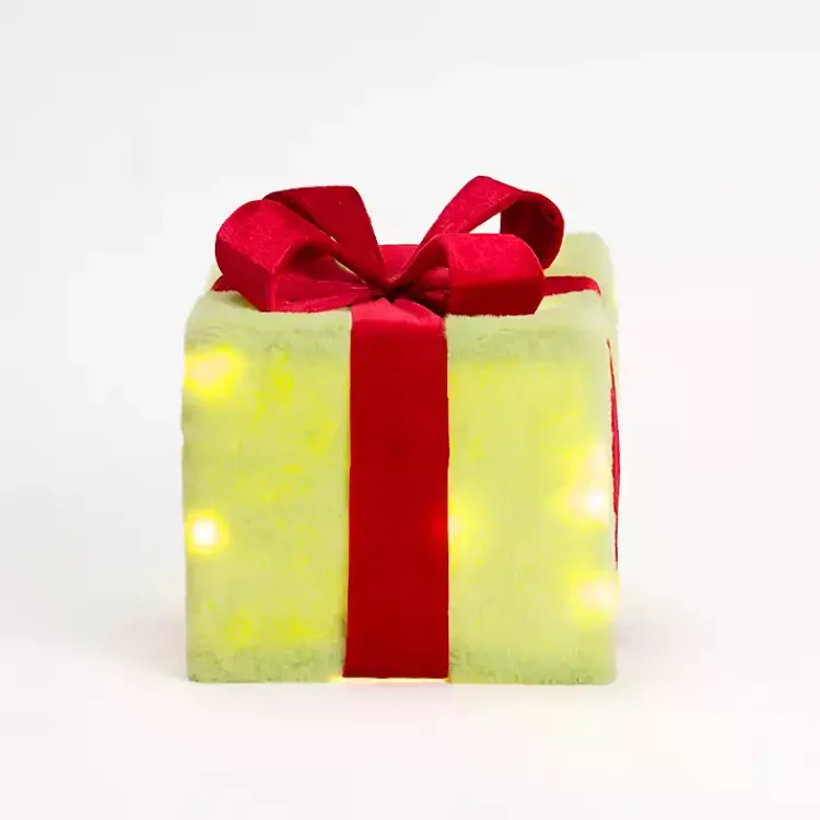 Outdoor Christmas Decorations>Kirklands Home Pre-Lit Green Whimsical Christmas Gift Box, 6 in.