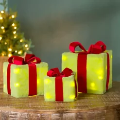 Outdoor Christmas Decorations>Kirklands Home Pre-Lit Green Whimsical Christmas Gift Box, 6 in.