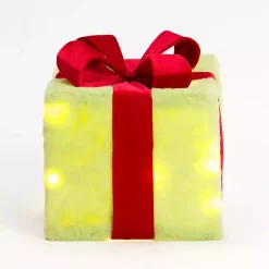 Outdoor Christmas Decorations>Kirklands Home Pre-Lit Green Whimsical Christmas Gift Box, 10 in.