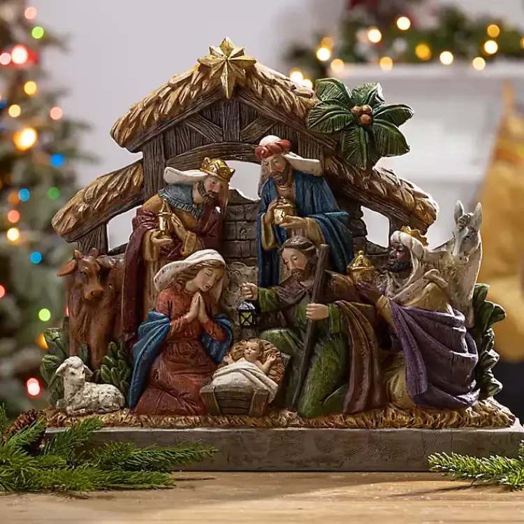 Christmas Decorations>Kirklands Home Pre-Lit Holy Family Stable Christmas Nativity