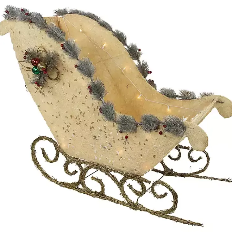 Outdoor Christmas Decorations>Kirklands Home Pre-Lit Sleigh Decoration Ivory