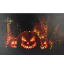 Halloween>Kirklands Home Pre-Lit Jack O' Lantern Cemetery Canvas Art Print