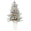 Christmas Trees>Kirklands Home Pre-Lit Manchester Spruce in White Planter, 44 in.