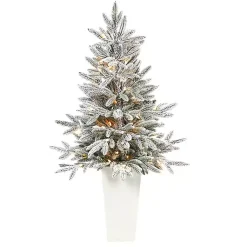 Christmas Trees>Kirklands Home Pre-Lit Manchester Spruce in White Planter, 44 in.