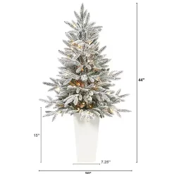 Christmas Trees>Kirklands Home Pre-Lit Manchester Spruce in White Planter, 44 in.