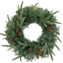Christmas Wreaths>Kirklands Home Pre-Lit Mixed Pinecones Wreath Green