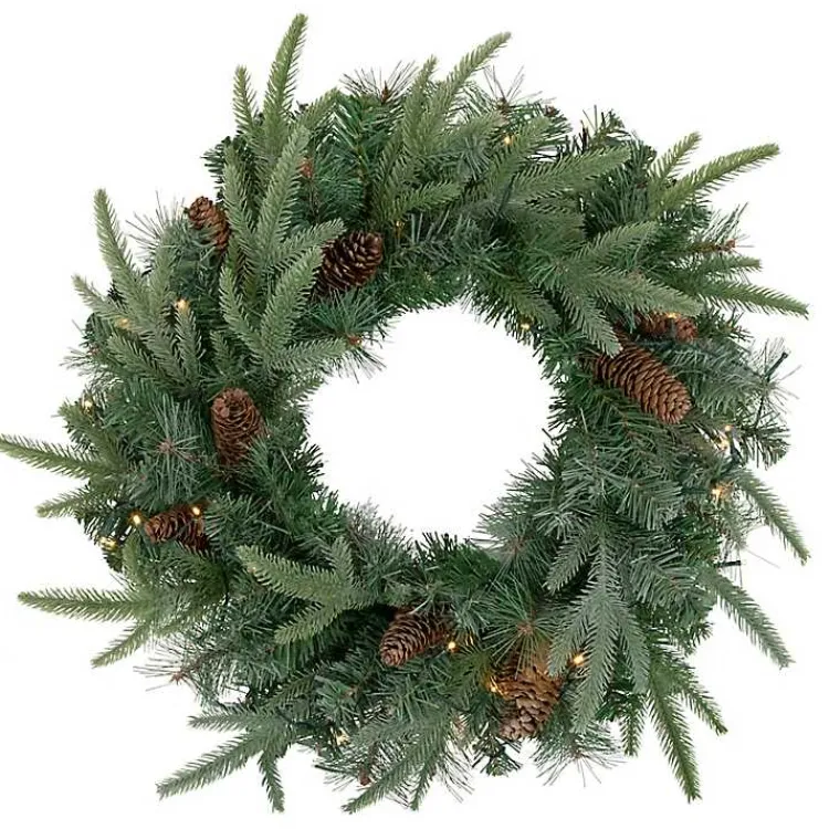 Christmas Wreaths>Kirklands Home Pre-Lit Mixed Pinecones Wreath Green