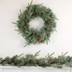 Christmas Wreaths>Kirklands Home Pre-Lit Mixed Pinecones Wreath Green