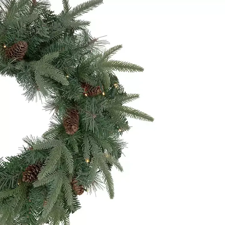Christmas Wreaths>Kirklands Home Pre-Lit Mixed Pinecones Wreath Green