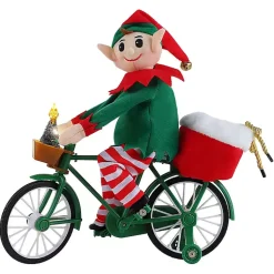 Christmas Decorations>Kirklands Home Pre-Lit Moving Christmas Elf Bicycle Figurine