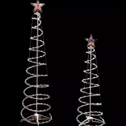 Outdoor Christmas Decorations>Kirklands Home Pre-Lit Multicolor White Spiral Trees, Set of 2