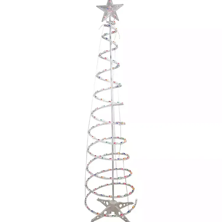 Outdoor Christmas Decorations>Kirklands Home Pre-Lit Multicolor White Spiral Tree, 6 ft.