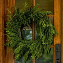 Christmas Wreaths>Kirklands Home Pre-lit Norfolk ery Wreath Green