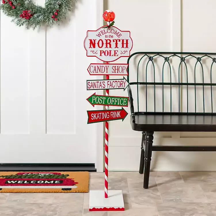 Outdoor Christmas Decorations>Kirklands Home Pre-Lit North Pole Outdoor Sign