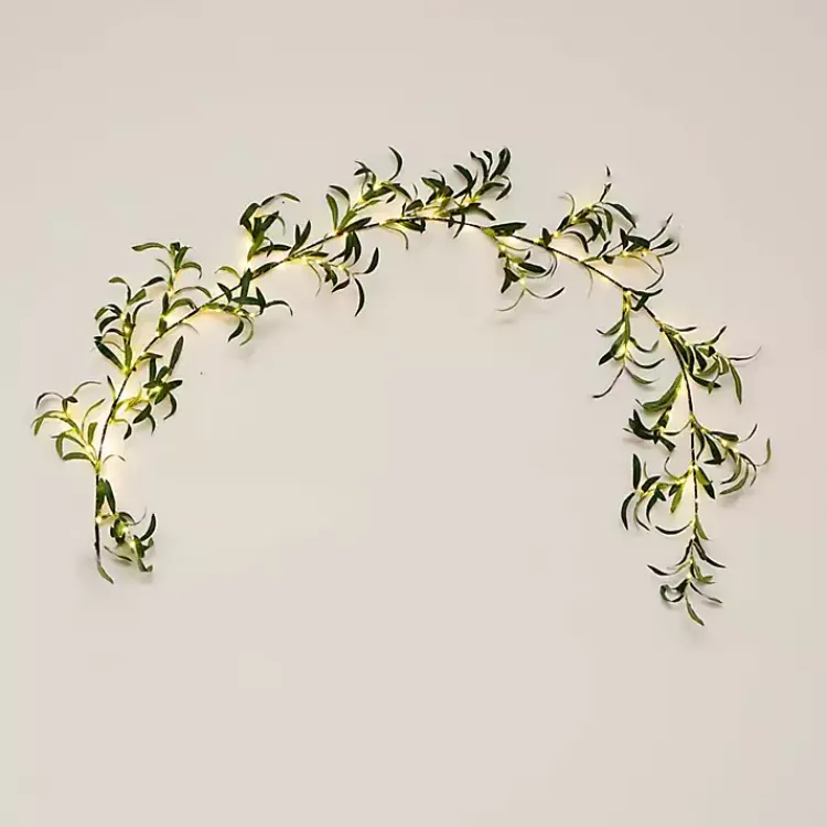 Arrangements & Greenery>Kirklands Home Pre-Lit Olive Branch Battery Operated Garland Green