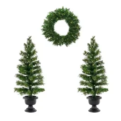 Christmas Arrangements & Garland>Kirklands Home Pre-Lit 3-pc. Christmas ery Set Green