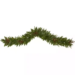 Christmas Arrangements & Garland>Kirklands Home Pre-Lit Pine and Berry Garland Green