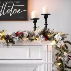 Christmas Arrangements & Garland>Kirklands Home Pre-Lit Pine Leaves & Pinecones Christmas Garland