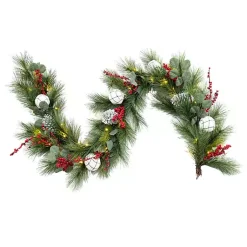 Christmas Arrangements & Garland>Kirklands Home Pre-Lit Pine Leaves & Pinecones Christmas Garland
