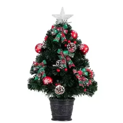 Christmas Arrangements & Garland>Kirklands Home Pre-Lit Plaid Bow Christmas Tree Arrangement