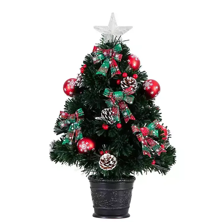 Christmas Arrangements & Garland>Kirklands Home Pre-Lit Plaid Bow Christmas Tree Arrangement